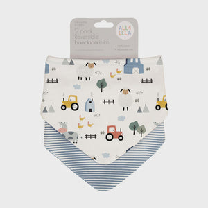 All4Ella Reversible Bandana Bibs 2pk - Barnyard