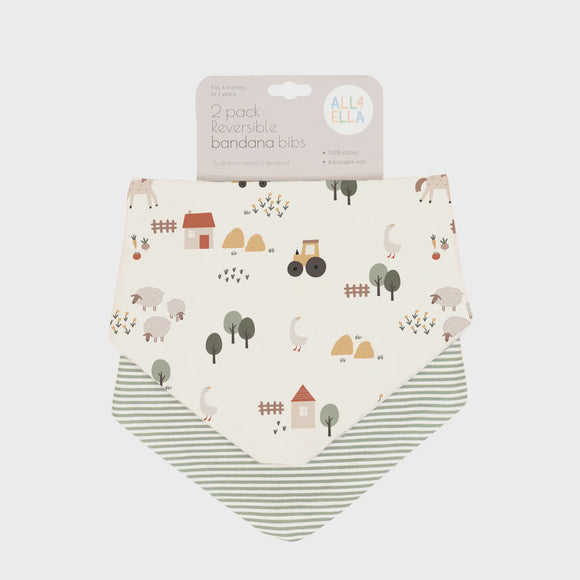All4Ella Reversible Bandana Bibs 2pk - Country Farm