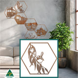 Australian Timber Hexagon Wall Art: Blue Wren