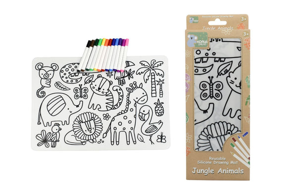 Reusable Silicone Drawing Mat - Jungle Animals