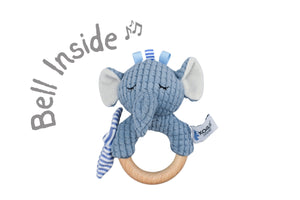 Wooden Ring Rattle - Snuggle Buddy Trunks Elephant