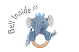 Wooden Ring Rattle - Snuggle Buddy Trunks Elephant