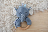 Wooden Ring Rattle - Snuggle Buddy Trunks Elephant