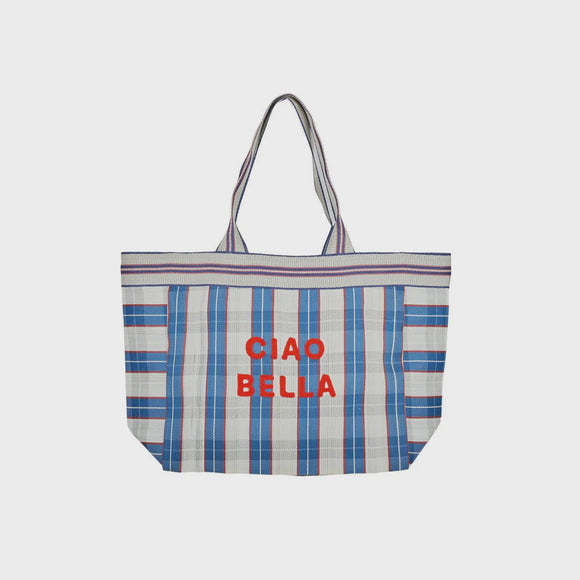 Ciao Bella Recycled Tote - Blue/ White