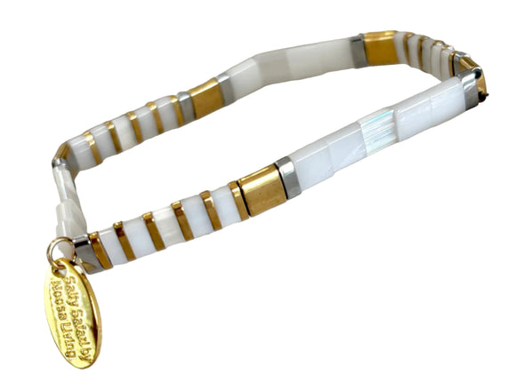 Ibiza Bracelet - Bright white & mixed metals