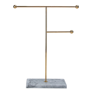 Jewellery Stand 17x34cm - Marble/ Gold