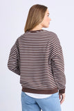 Foxwood Original Stripe Crew - White & Coffee
