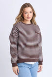 Foxwood Original Stripe Crew - White & Coffee