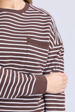 Foxwood Original Stripe Crew - White & Coffee