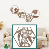 Australian Timber Hexagon Wall Art: Bluegum