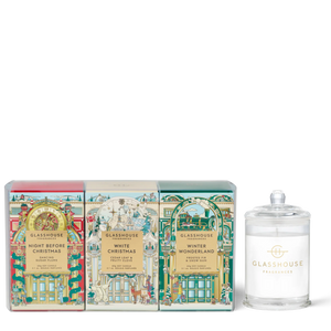 GLASSHOUSE FRAGRANCES Christmas Candle Trio Set 3 x 60g Triple Scented Soy Candles