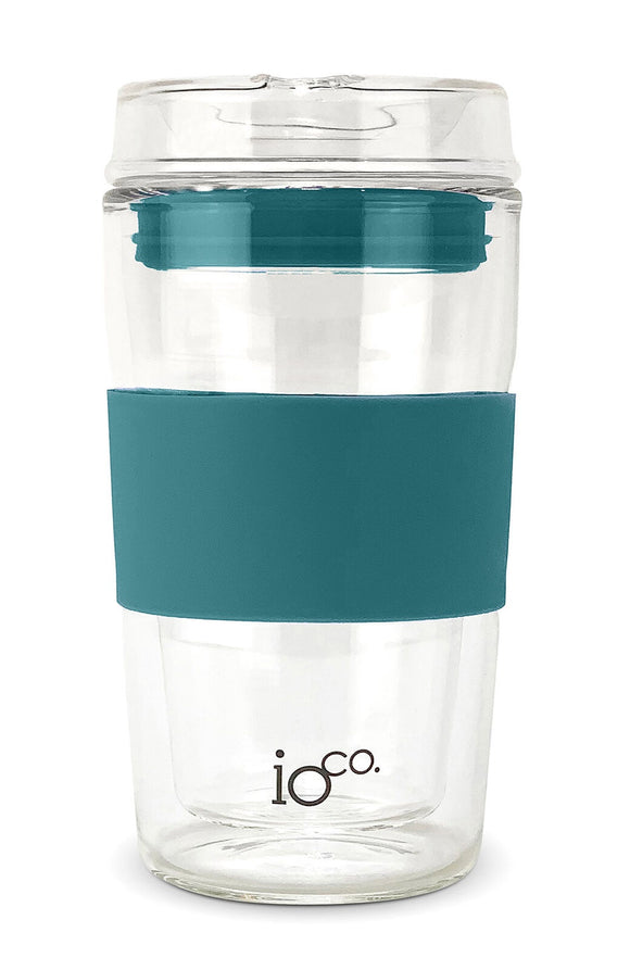 IOco 12oz Glass Travel Cup - Peacock Green