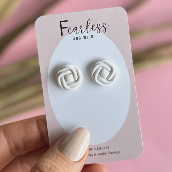 Studs - Round White Knot