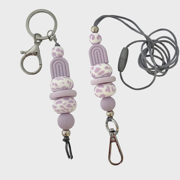 Key Ring - Curvy Keys Lavender Spots