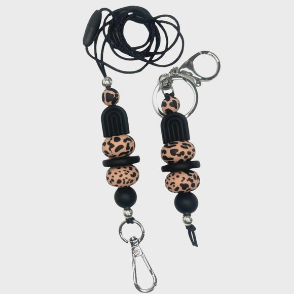 Key Ring - Curvy Keys Peach & Black Spots