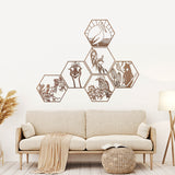 Australian Timber Hexagon Wall Art: Wattle