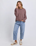 Foxwood Lola Stripe Long sleeve Top - Coffee