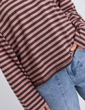 Foxwood Lola Stripe Long sleeve Top - Coffee