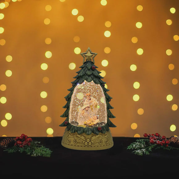 Snowing Mini Christmas Tree w/ Nativity