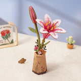 Robotime Wooden Bloom - Pink Lily