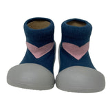 Little Eaton Rubber Soled Socks - Navy Heart