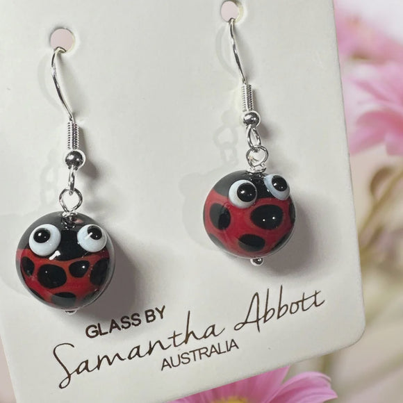 Samantha Abbott Glass Drop Earrings - Lady Bug