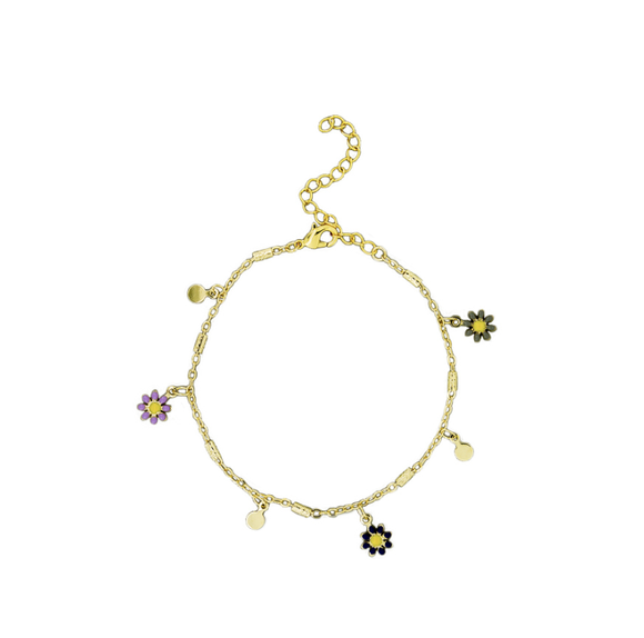 Bracelet - Gold Multi Hanging Daisy