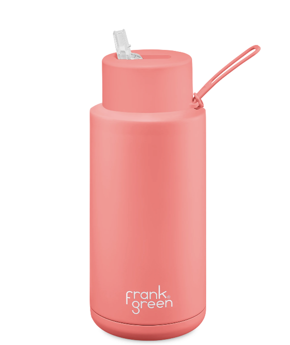 Frank Green - Limited Addition Ceramic Reusable Bottle Straw Lid 34oz - Sweet Peach