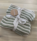 Amy Cotton Knit Wash Cloth 3pk - Moss