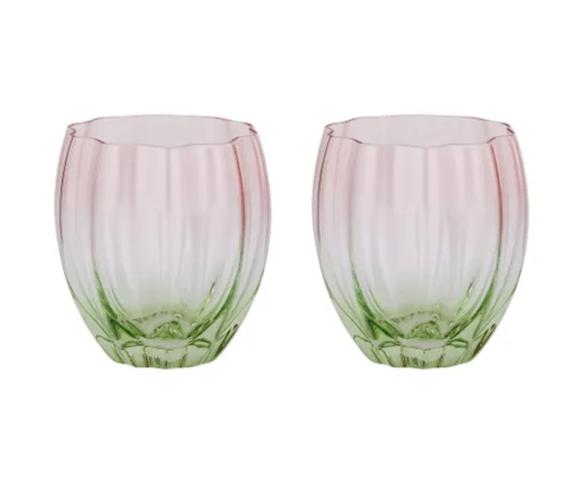 Glass Tulip Tumbler 2pc - Watermelon