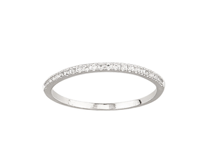 Ring - Half Crystal Band Silver