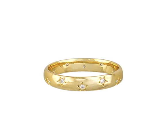 Ring - Bright Crystal Star Gold