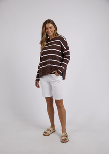 Foxwood Jayne Stripe Throw on Top - Chocolate & White