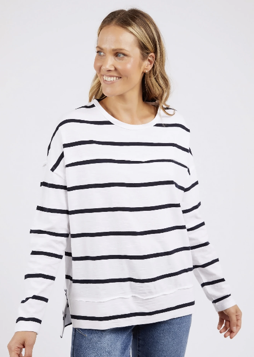 Foxwood Jayne Stripe Throw on Top - White & Dark Sapphire