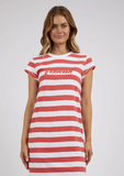 Foxwood Signature Stripe Tee Dress - Cayenne & White