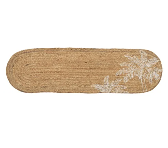 Palm Oblong jute Runner - Natural/White