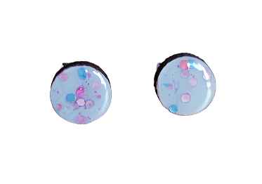 Earrings Round Speckle Blue
