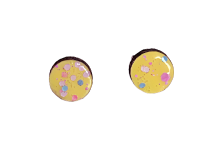 Earrings Round Speckle Yellow