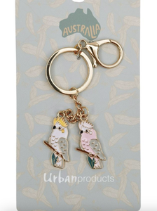 Australiana Birds Keyring White & Pink
