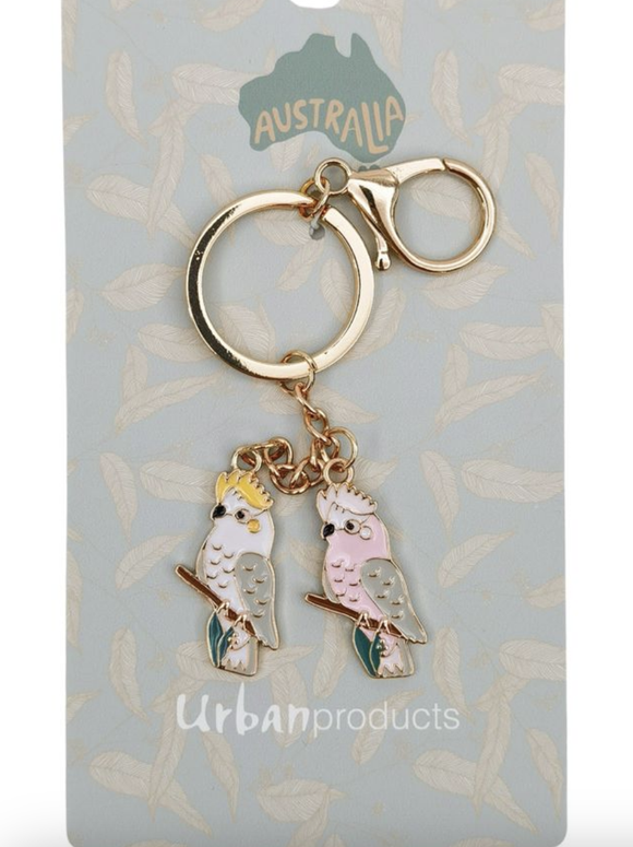Australiana Birds Keyring White & Pink