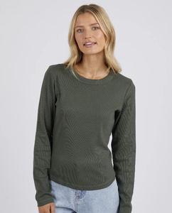 Foxwood L/S Scoop Neck Rib - Khaki