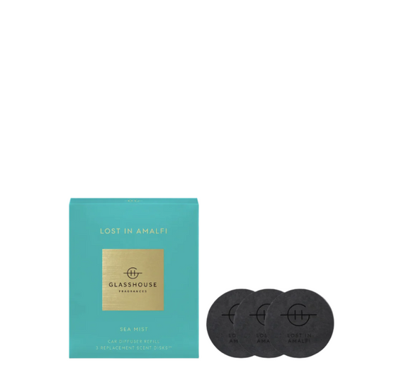 GLASSHOUSE FRAGRANCES Lost In Amalfi Car Diffuser 3pc Replacement Scent Disks™