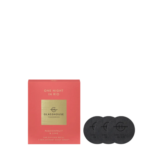 GLASSHOUSE FRAGRANCES One Night In Rio Car Diffuser 3pc Replacement Scent Disks™