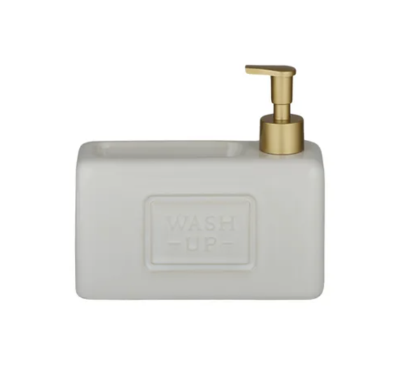 Wash up Ceramic Soap Dispenser - White/Gold