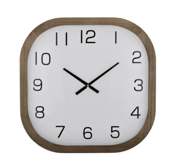 Clock - Lincoln Wood Clock Walnut/White 60cm