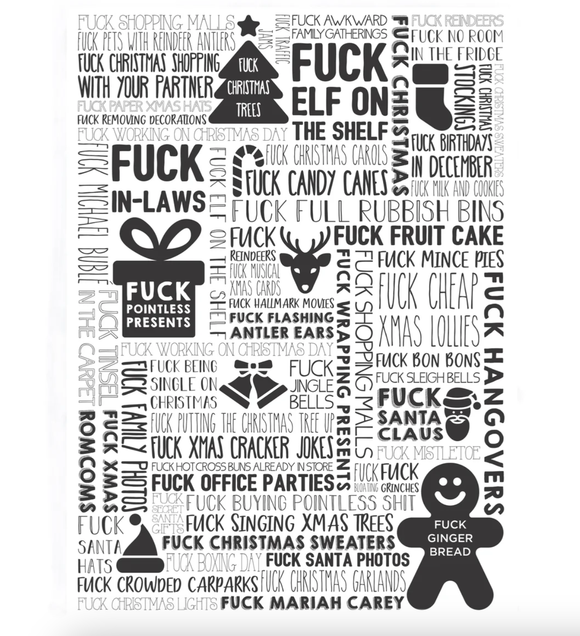 Tea Towel - F Word Xmas Black