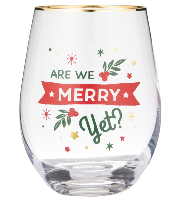 Stemless Wine Glass - Are We Merry Yet?
