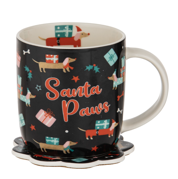 Mug & Coaster Set - Santa Paws