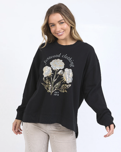 Foxwood Golden Rose Crew - Washed Black