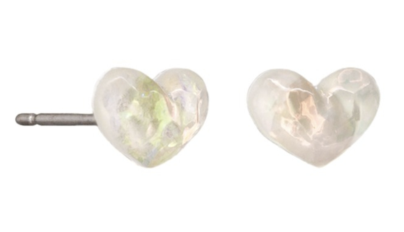 Earrings - White Twinkle Heart Studs